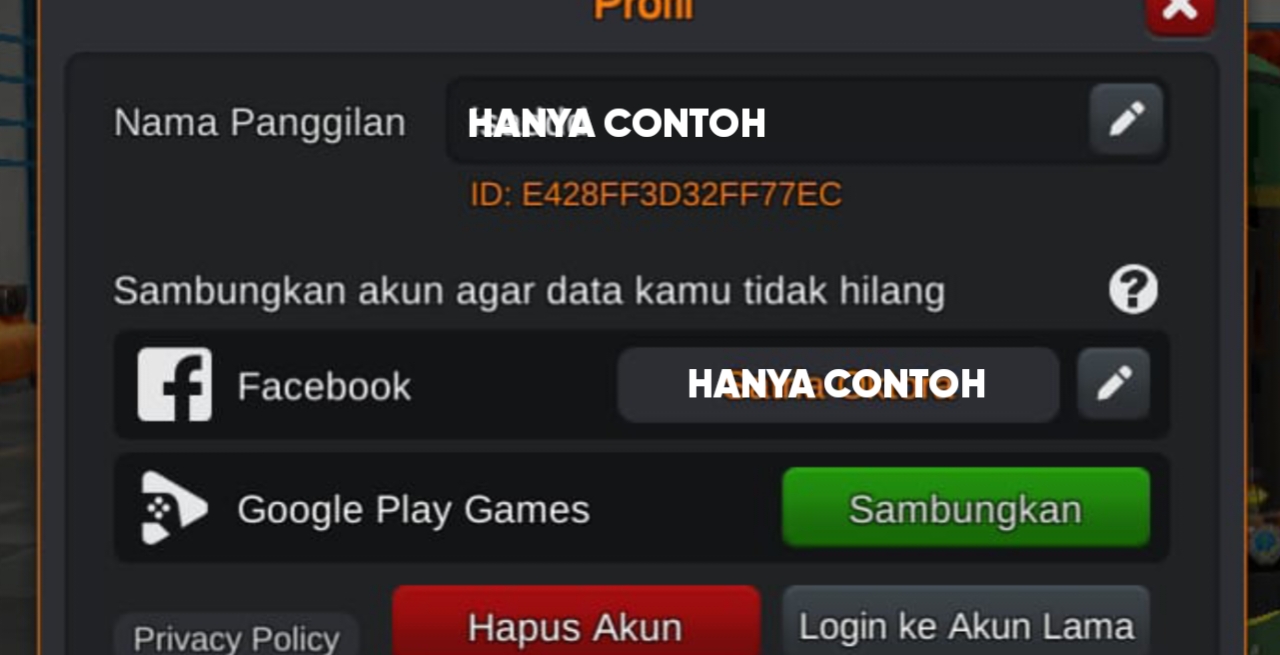 Contoh tampilan topup UB
